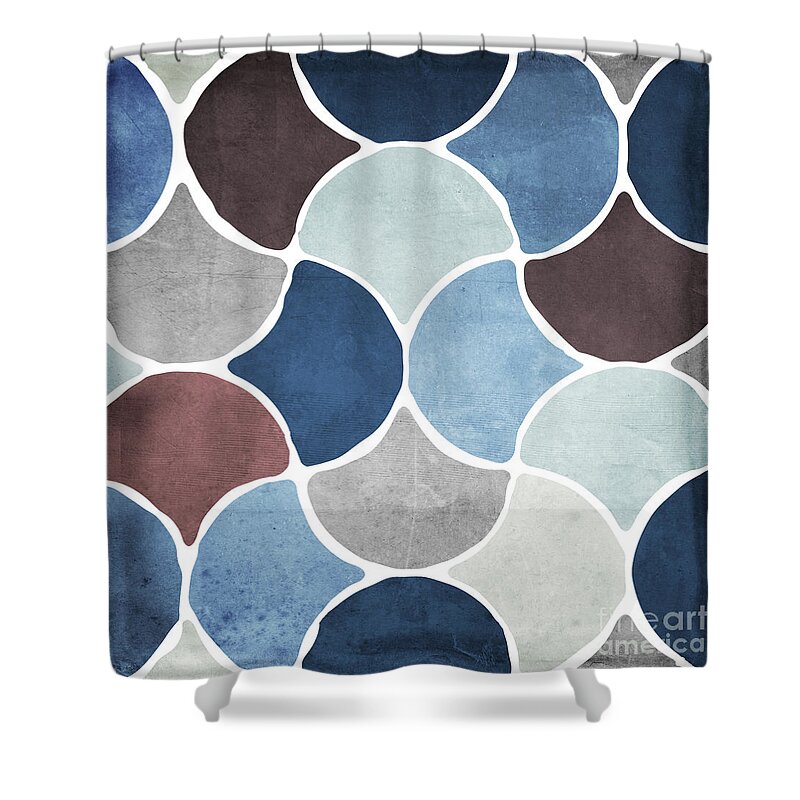 Pattern Shower Curtain featuring the painting Moroccan Blues by Mindy Sommers