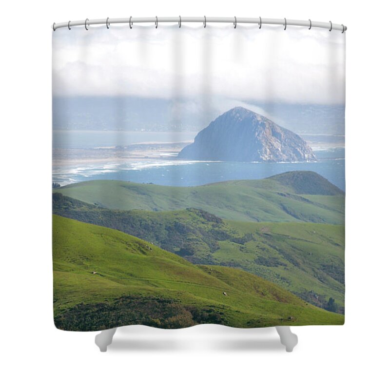 Morro Bay Shower Curtain featuring the photograph Morro Rock by Brooke Roby