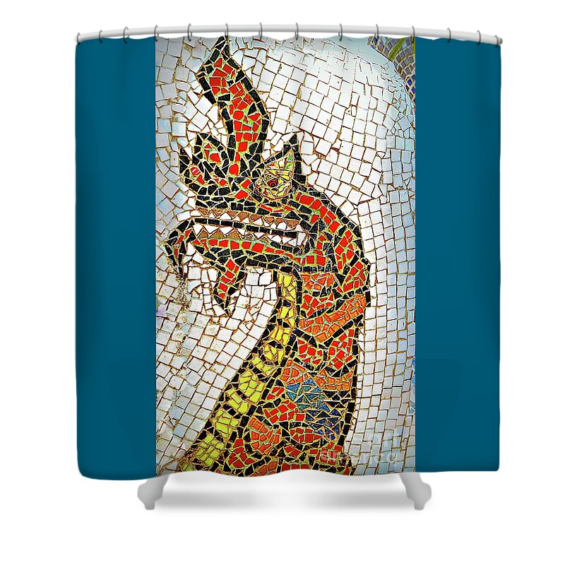 Water Dragon Shower Curtain featuring the digital art Mosaic Phaya Naga by Ian Gledhill