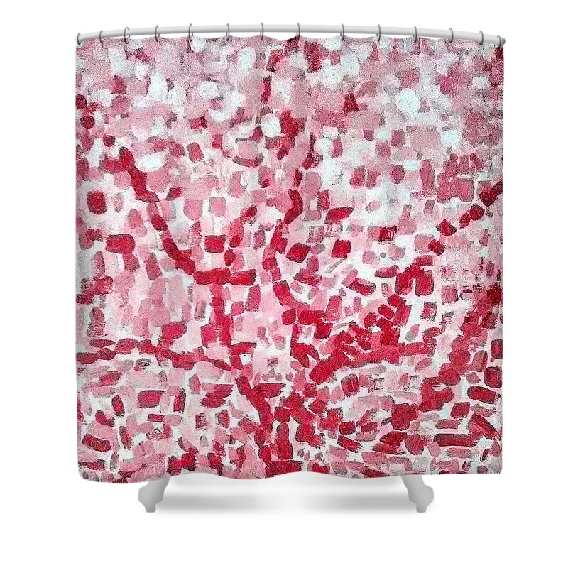 Pink Shower Curtain featuring the painting Mosaic Tree by Suzanne Berthier