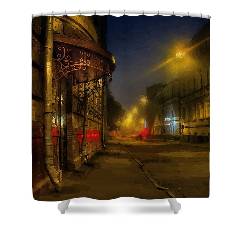 Moscow Shower Curtain featuring the photograph Moscow steampunk sketch by Alexey Kljatov