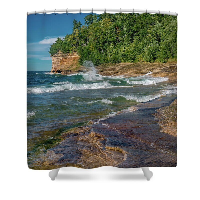 Mosquito Harbor Shower Curtain featuring the photograph Mosquito Harbor Waves by Gary McCormick