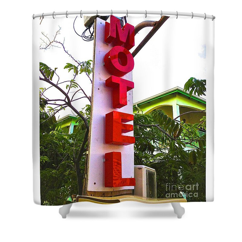 Sign Shower Curtain featuring the photograph Motel by Beth Saffer