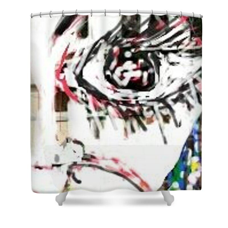 Abstract Shower Curtain featuring the painting Mother coming by Subrata Bose