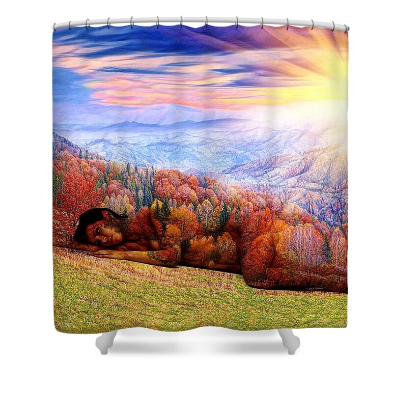 Mother Nature Shower Curtain featuring the digital art Mother Nature by Lilia D