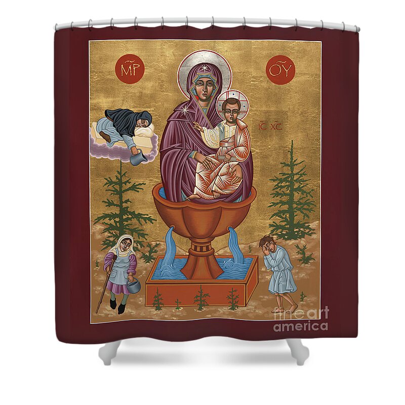 Mother Of God Life Giving Spring Shower Curtain featuring the painting Mother of God Life Giving Spring 179 by William Hart McNichols