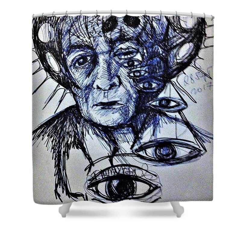 Woman Shower Curtain featuring the drawing Mother by Yelena Tylkina