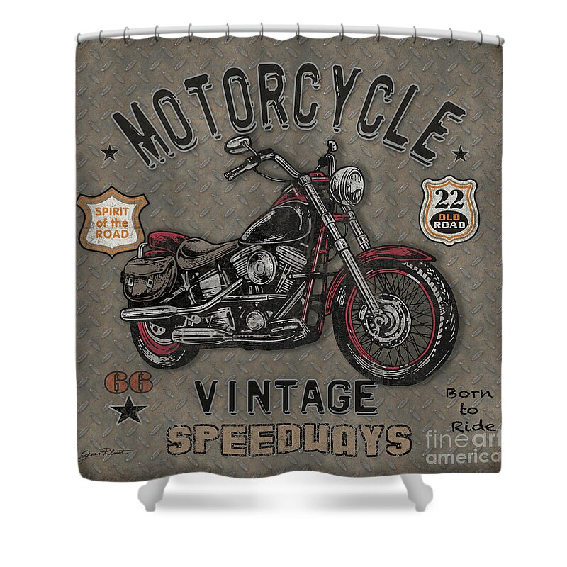 Motorcycle Shower Curtain featuring the digital art Motorcycle Speedway-A by Jean Plout