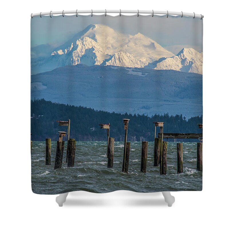 Mount Baker Shower Curtain featuring the photograph Mount Baker from Anacortes by Matt McDonald