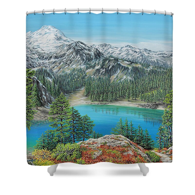 Mount Baker Shower Curtain featuring the painting Mount Baker Wilderness by Jane Girardot