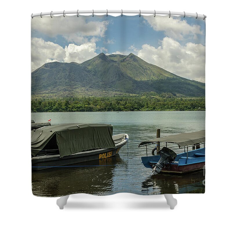 Lake Shower Curtain featuring the photograph Mount Batur 2 by Werner Padarin