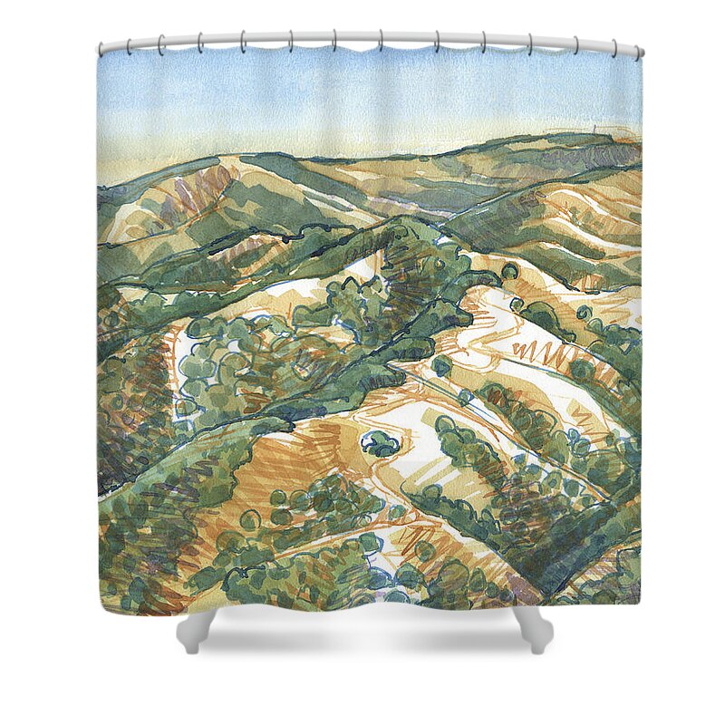 Landscape Shower Curtain featuring the painting Mount Diablo, Round Top Viewpoint by Judith Kunzle