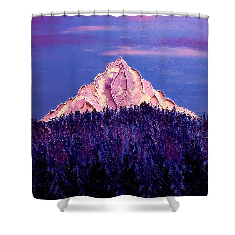  Shower Curtain featuring the painting Mount Hood At Dusk #35 by James Dunbar