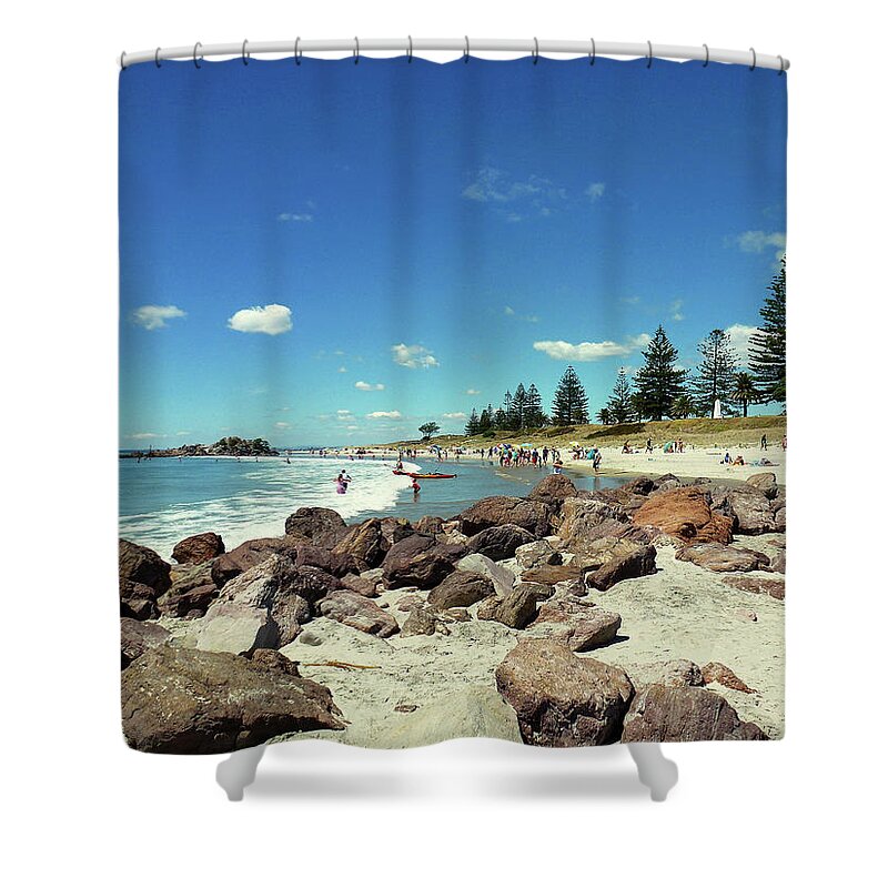 Mount Maunganui Shower Curtain featuring the photograph Mount Maunganui Beach 2 - Tauranga New Zealand by Selena Boron