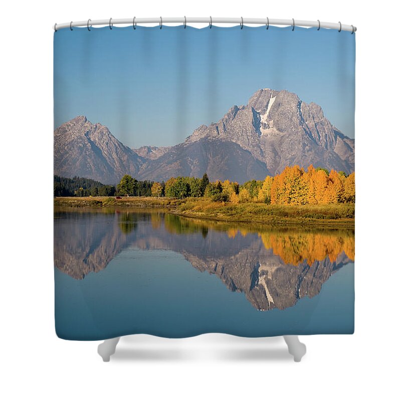 Grand Tetons Shower Curtain featuring the photograph Mount Moran by Steve Stuller