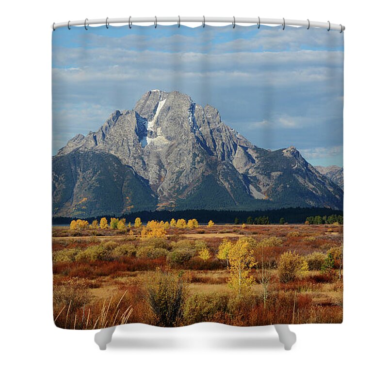Mount Moran Shower Curtain featuring the photograph Mount Moran by Whispering Peaks Photography