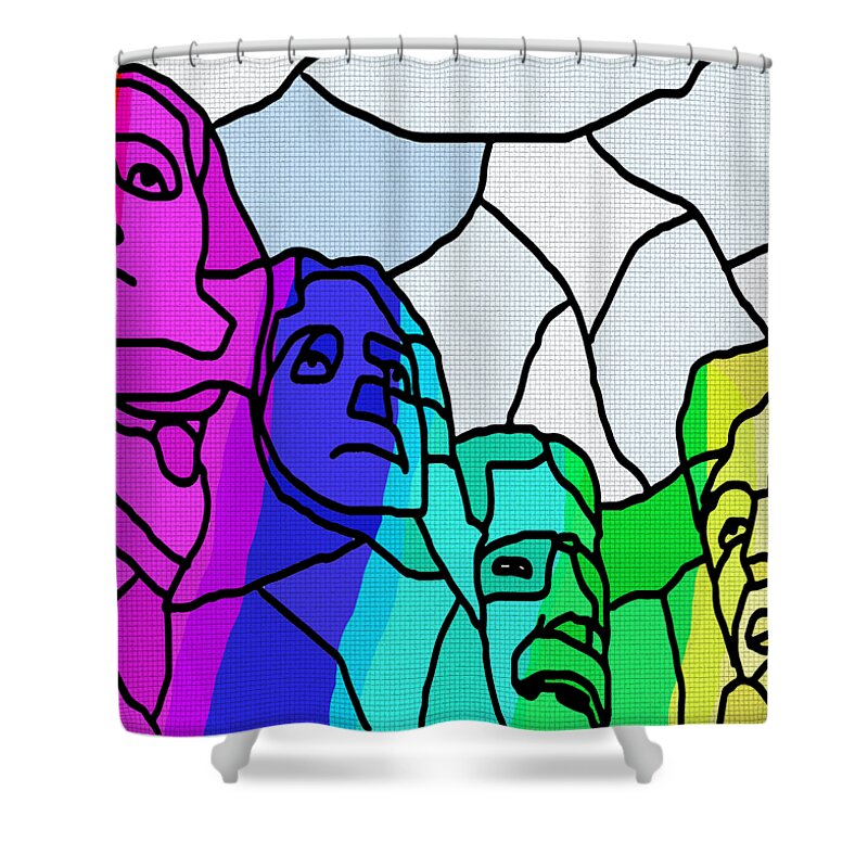 Mount-rushmore Shower Curtain featuring the digital art Mount Rushmore by Piotr Dulski