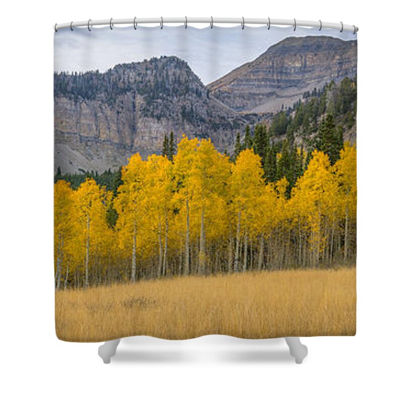 Autumn Shower Curtain featuring the photograph Mount Timpanogos Meadow in Fall by James Udall