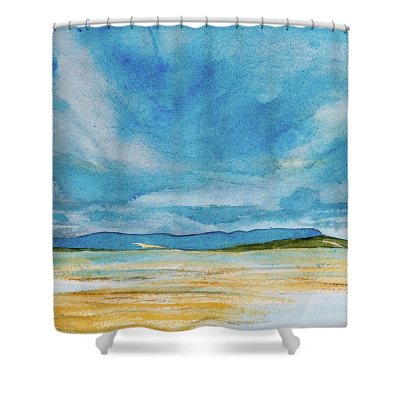 Afternoon Shower Curtain featuring the painting View of Mount Wellington from South Bruny Island by Dorothy Darden