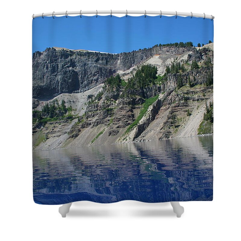Crater Lake Shower Curtain featuring the photograph Mountain Blue by Laddie Halupa