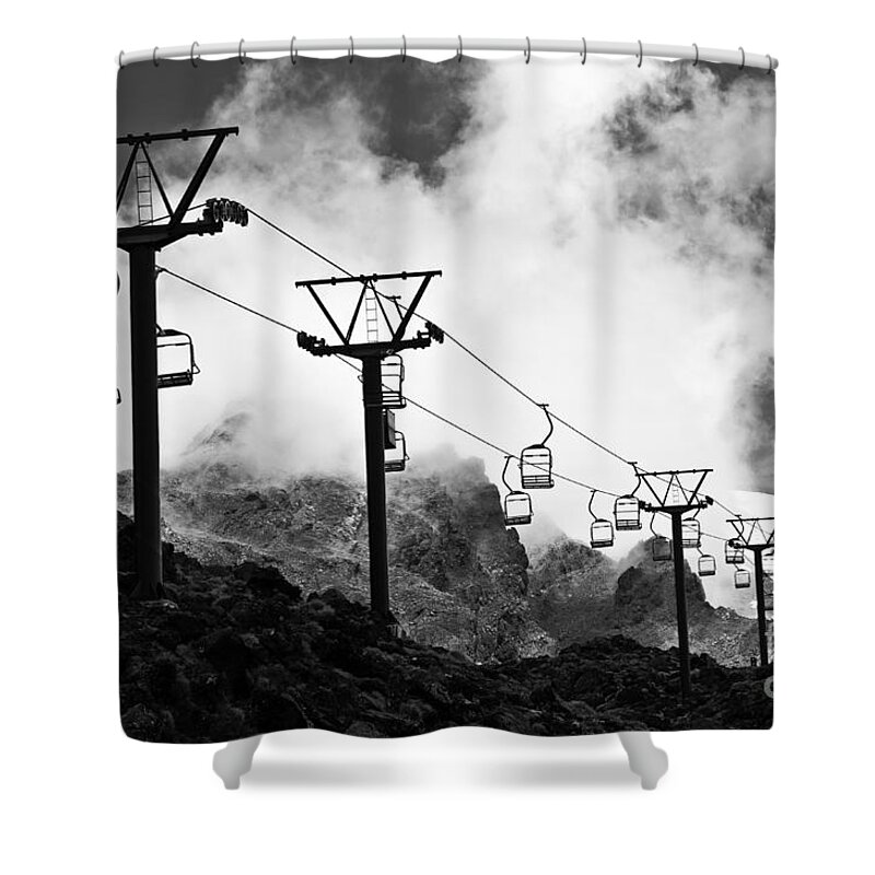Cable Shower Curtain featuring the photograph Mountain Cable road waiting for snow by Yurix Sardinelly