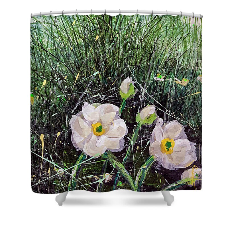 Digital Art Shower Curtain featuring the mixed media Mountain Daisy 1 by Ian Anderson