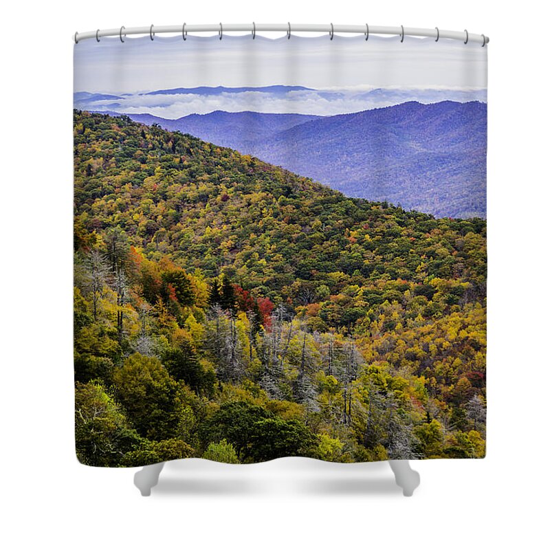 Mountains. Fall Shower Curtain featuring the photograph Mountain Fall Leaf Colors by Allen Nice-Webb