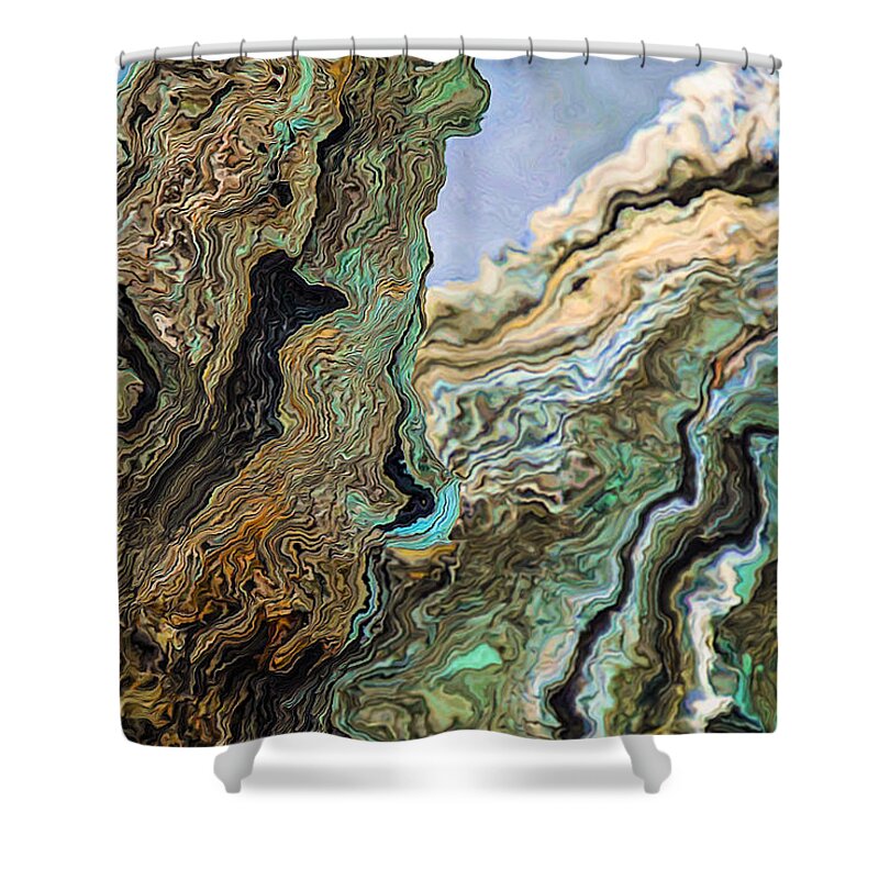 Mountain Shower Curtain featuring the digital art Mountain Majesty by Lynellen Nielsen