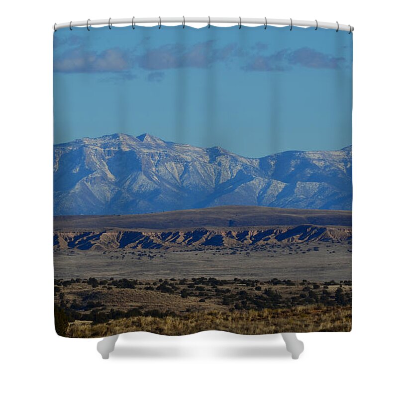 Southwest Landscape Shower Curtain featuring the photograph Mountain range at dusk by Robert WK Clark