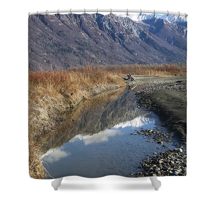 Alaska Shower Curtain featuring the photograph Mountain Reflections in Fall by Michele Cornelius