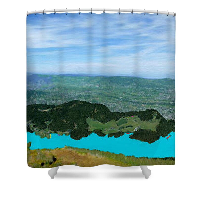 Bruce Shower Curtain featuring the painting Mountain Retreat by Bruce Nutting
