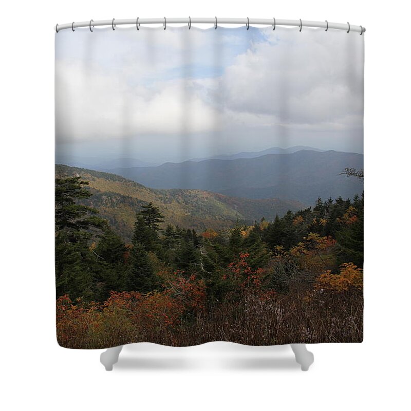 Long Mountain View Shower Curtain featuring the photograph Mountain Ridge View by Allen Nice-Webb