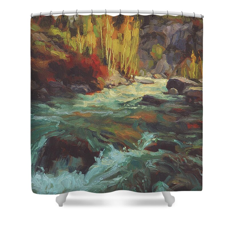 River Shower Curtain featuring the painting Mountain Stream by Steve Henderson