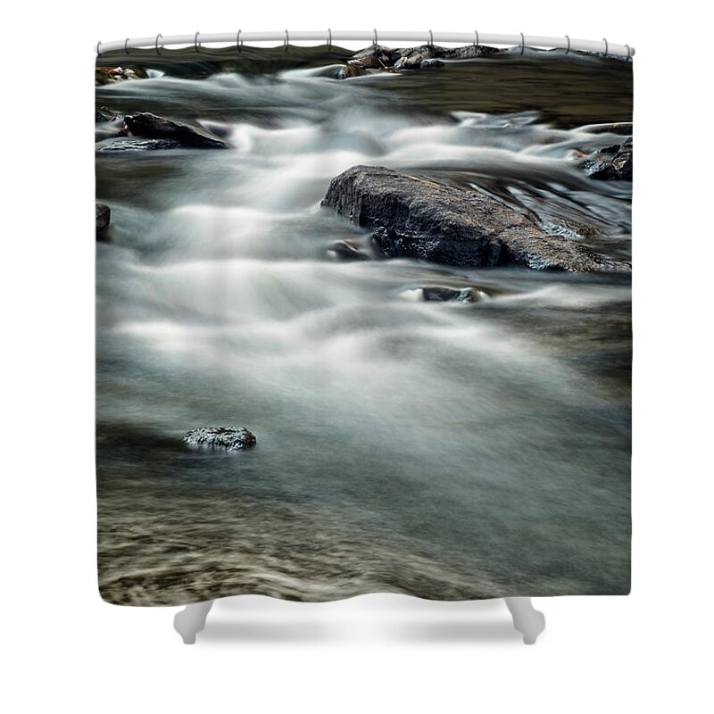 Autumn Birches Shower Curtain featuring the photograph Mountain Stream by Tom Singleton