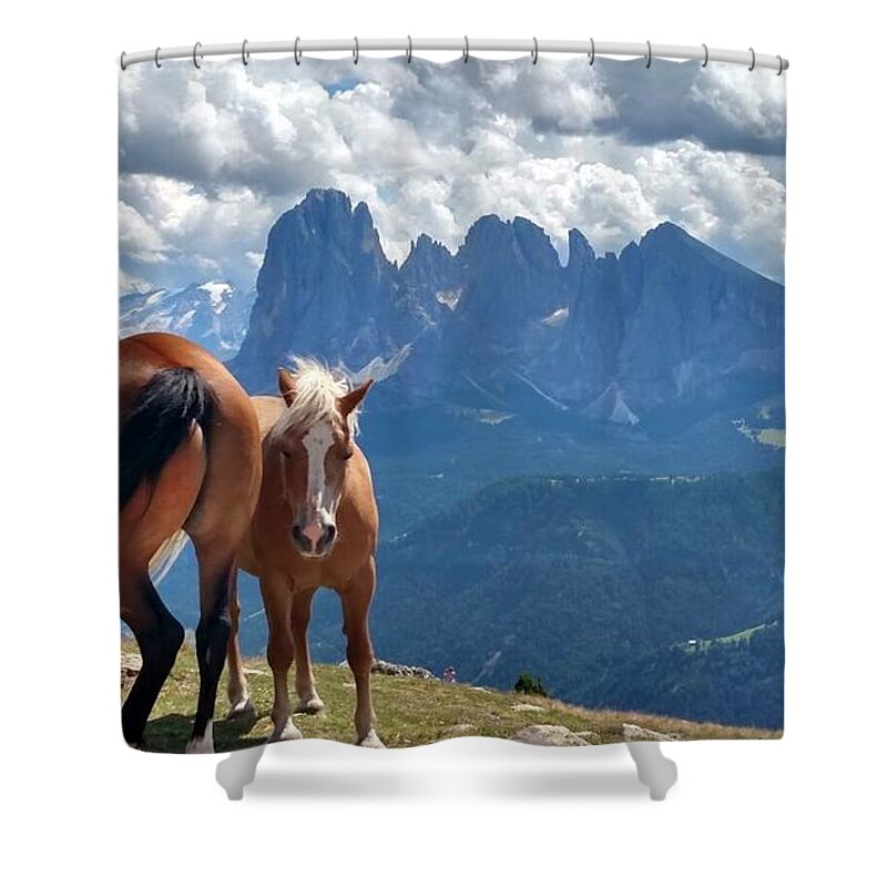 Mountain Shower Curtain featuring the photograph Mountain vibes by Yohana Negusse