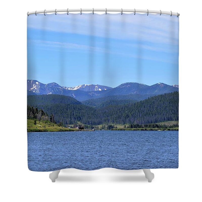 Lake Shower Curtain featuring the photograph Mountain View by Michelle Hoffmann