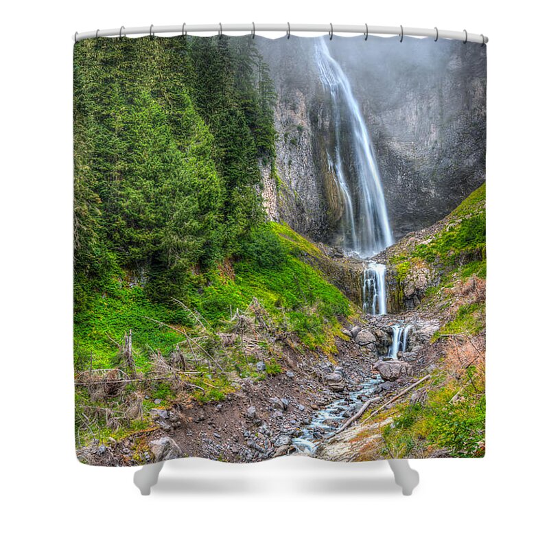 Waterfalls Shower Curtain featuring the photograph Mountain Waterfalls 5808 by Chris McKenna