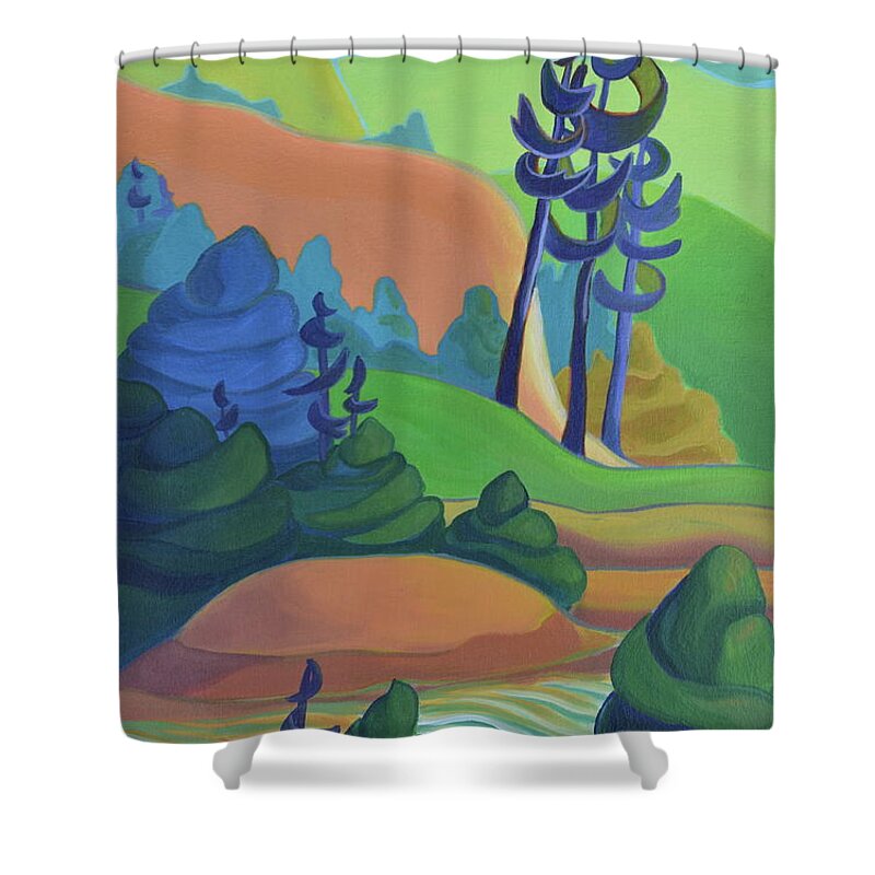 Group Of Seven Shower Curtain featuring the painting Hills in Spring by Barbel Smith