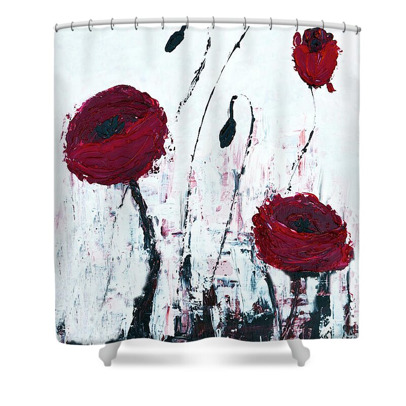 Martha Ann Shower Curtain featuring the painting Impressionist FloralA8516 by Mas Art Studio