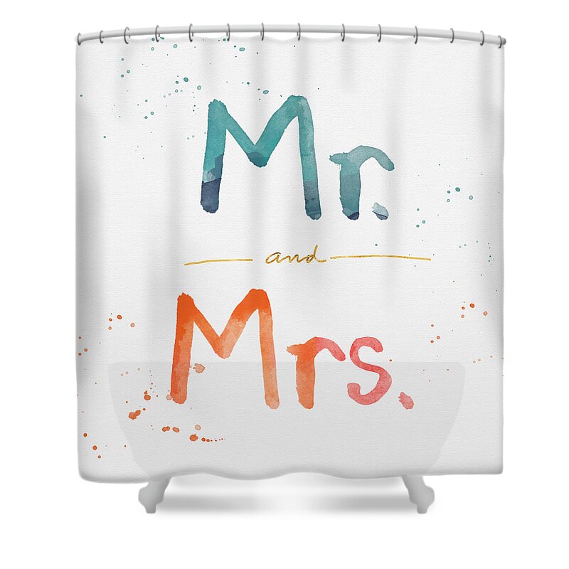 Mr And Mrs Shower Curtain featuring the painting Mr and Mrs by Linda Woods