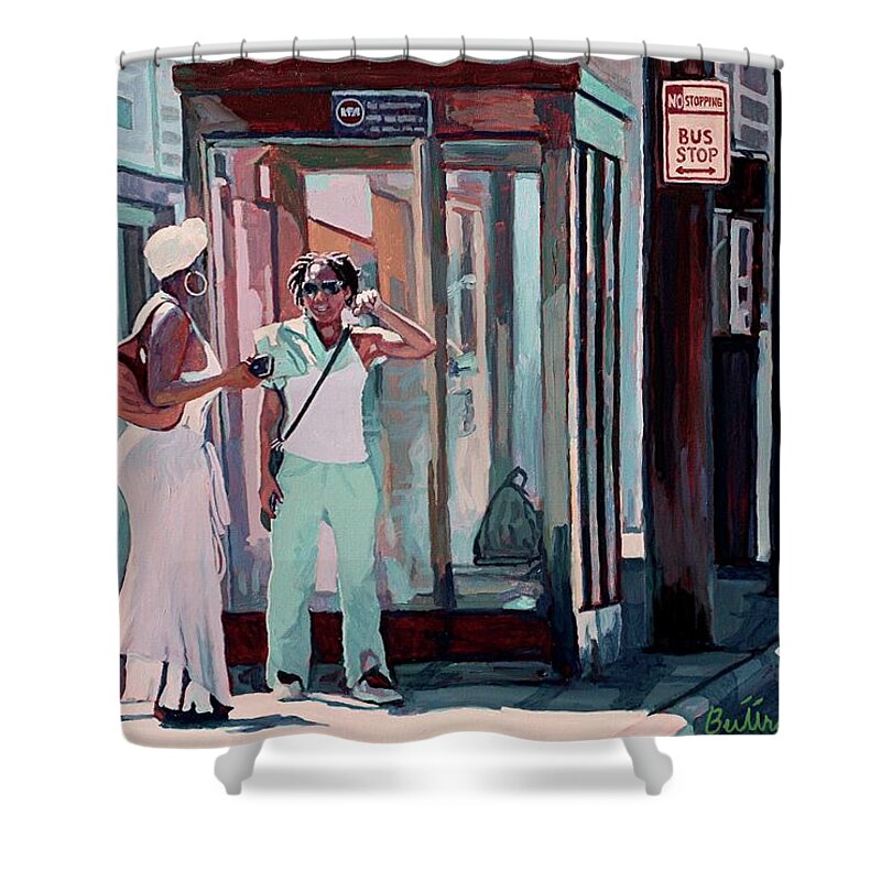 Innercity Art Shower Curtain featuring the painting Mrs. Brown by David Buttram