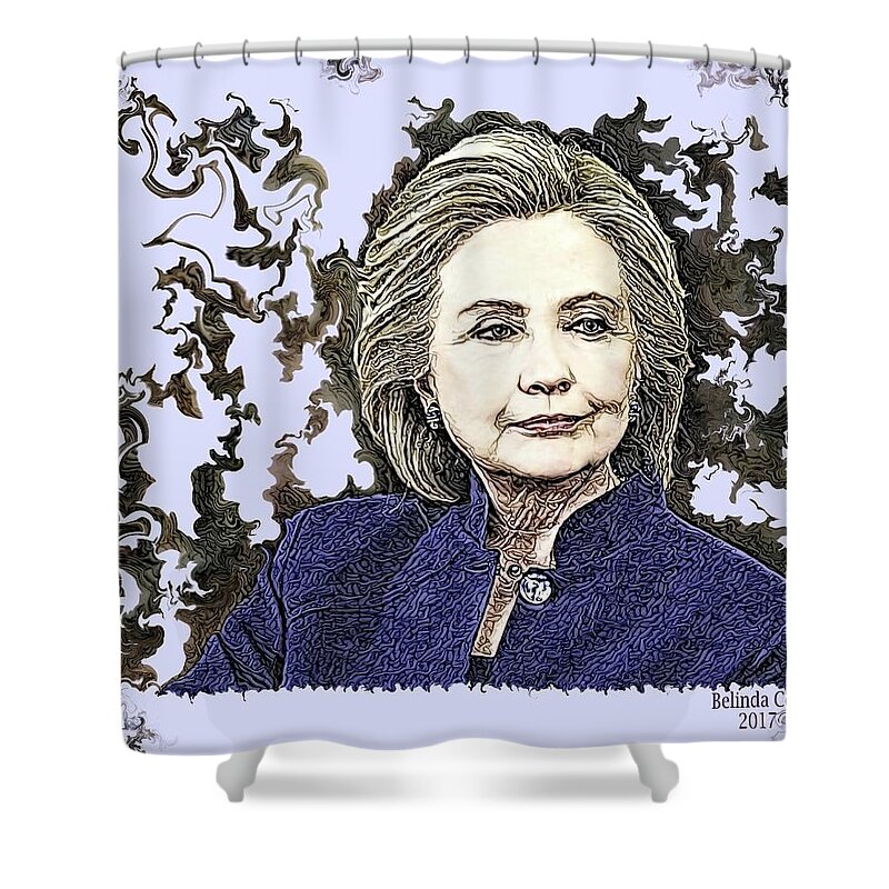 President Shower Curtain featuring the digital art Mrs Hillary Clinton by Artful Oasis