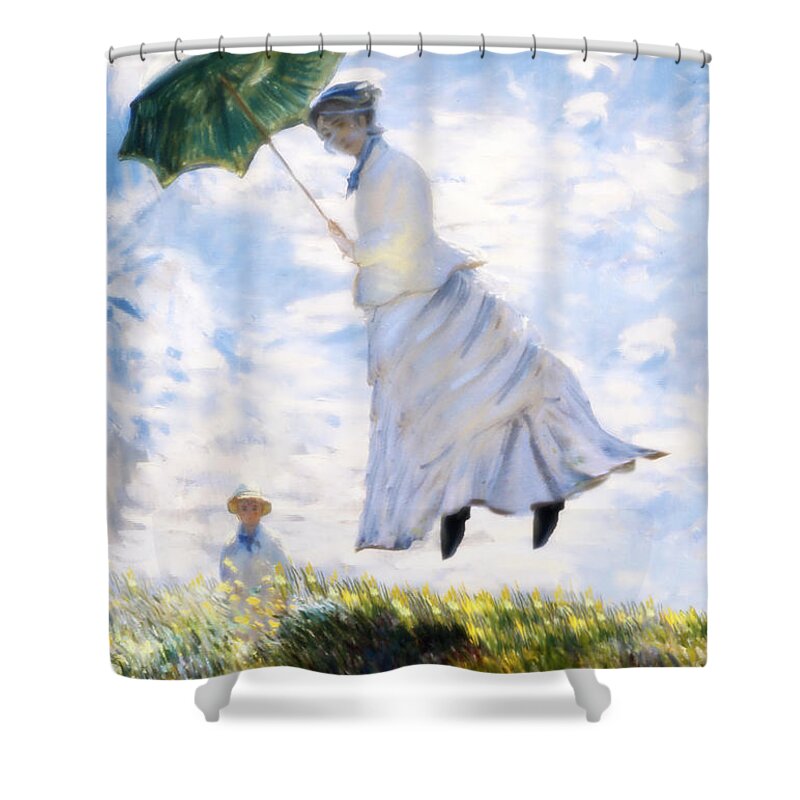 Camille Monet Shower Curtain featuring the painting Ms Monet Blown Away by Gravityx9 Designs