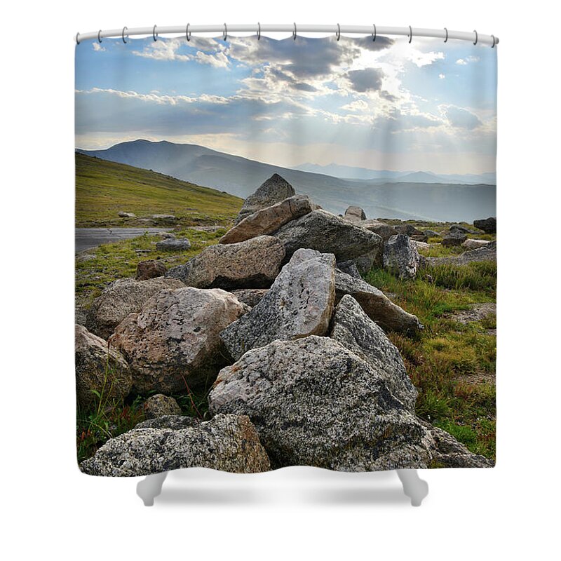 Mt. Evans Shower Curtain featuring the photograph Mt. Evans Sunset by Ray Mathis