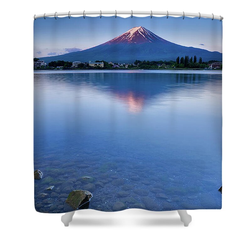 Fujikawaguchiko Shower Curtain featuring the photograph Mt Fuji - First Light by Craig Szymanski
