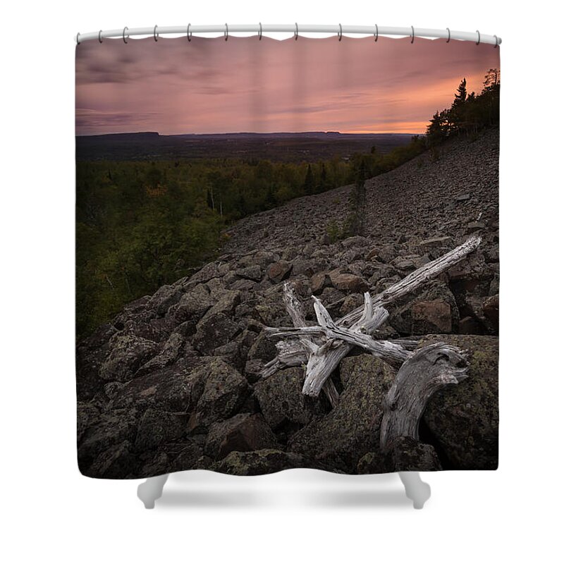 Aboriginal Shower Curtain featuring the photograph Mt McKay Southern Rock Slide by Jakub Sisak