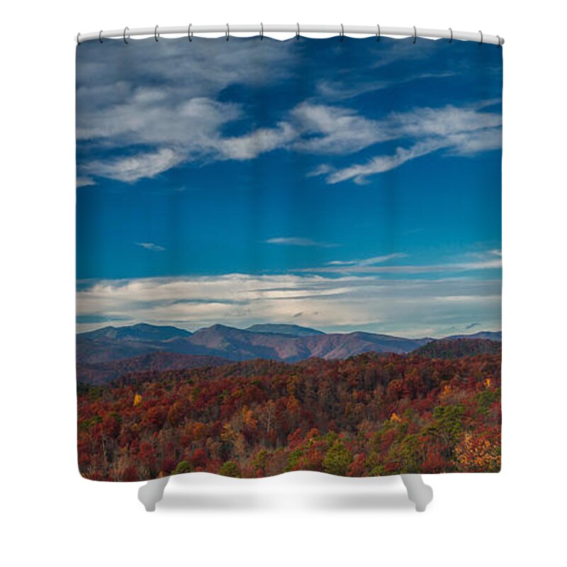 Asheville Shower Curtain featuring the photograph Mt. Mitchell-pano by Joye Ardyn Durham
