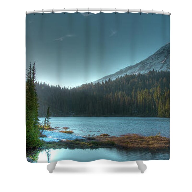 Mount Rainier Shower Curtain featuring the photograph Mt. Rainier Sunrise by Dillon Kalkhurst
