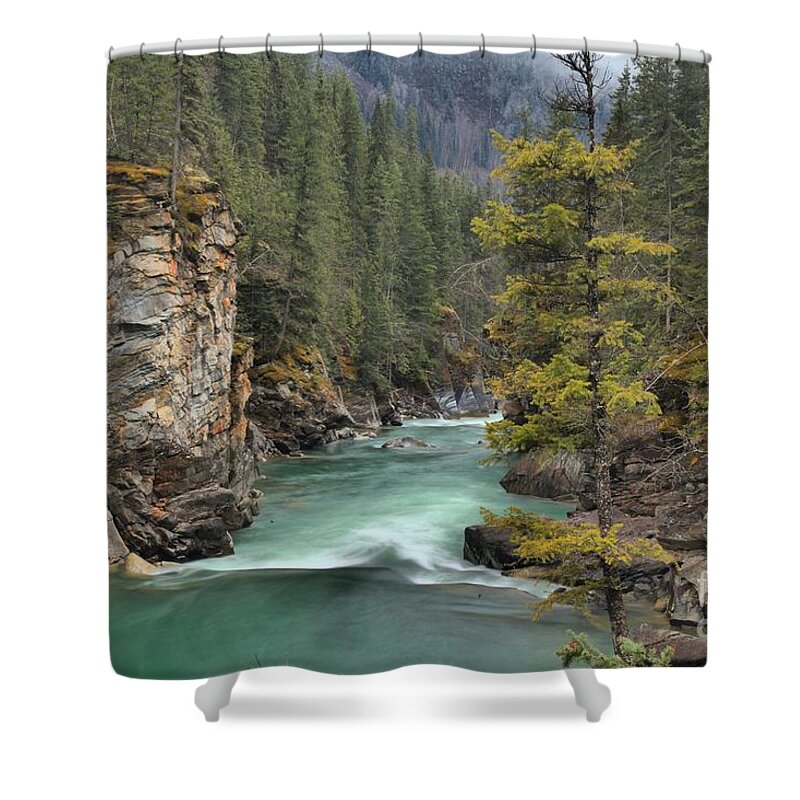 Frasier River Shower Curtain featuring the photograph Mt. Robson Frasier River by Adam Jewell
