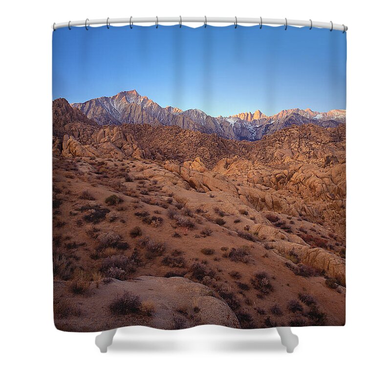 Landscape Shower Curtain featuring the photograph Mt. Whitney Dawning Light by Paul Breitkreuz